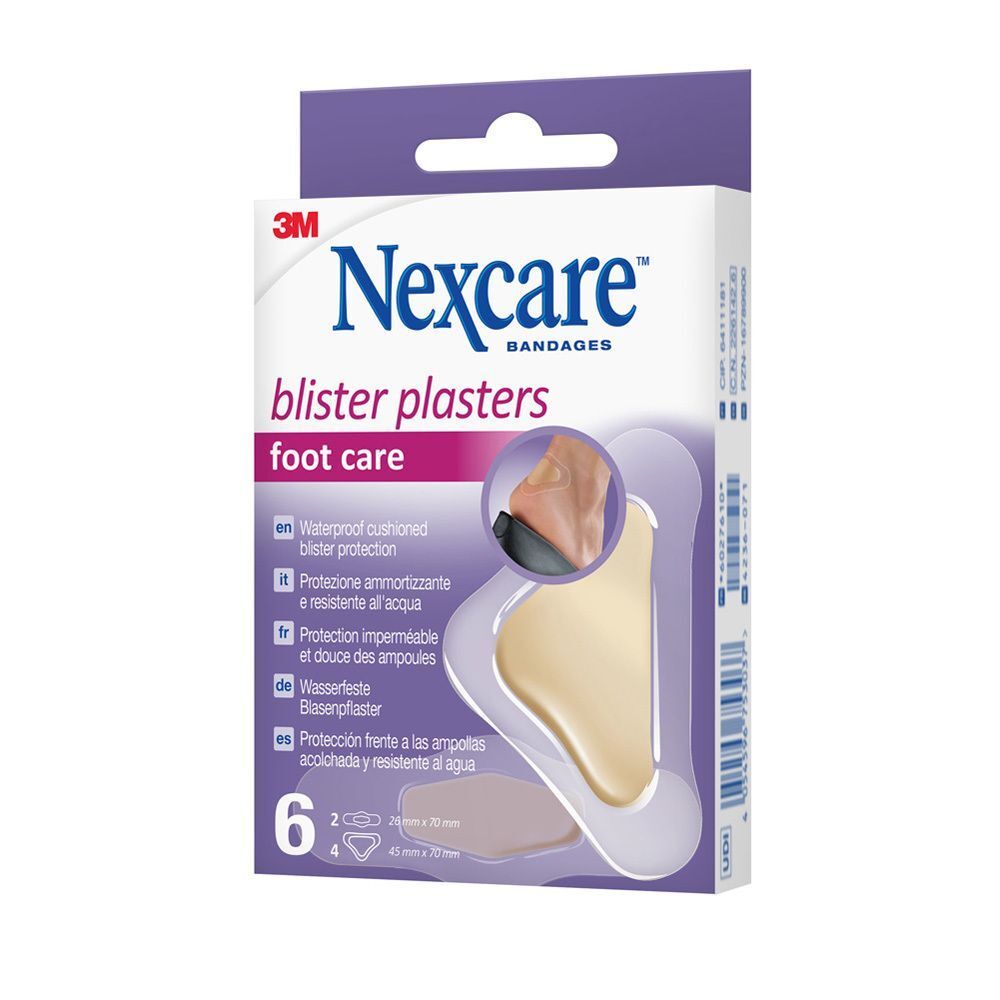 Pak Nexcare Blarenpleisters Voetverzorging met 6 pleisters, vooraanzicht.