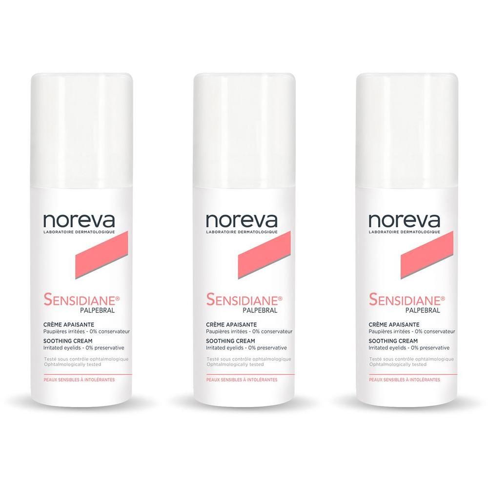 Drie Noreva Sensidiane Palpebral flacons, kalmerende oogcrème.