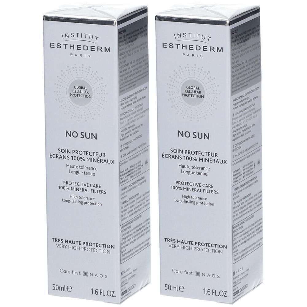 Deux boîtes Institut Esthederm No Sun de 50ml.