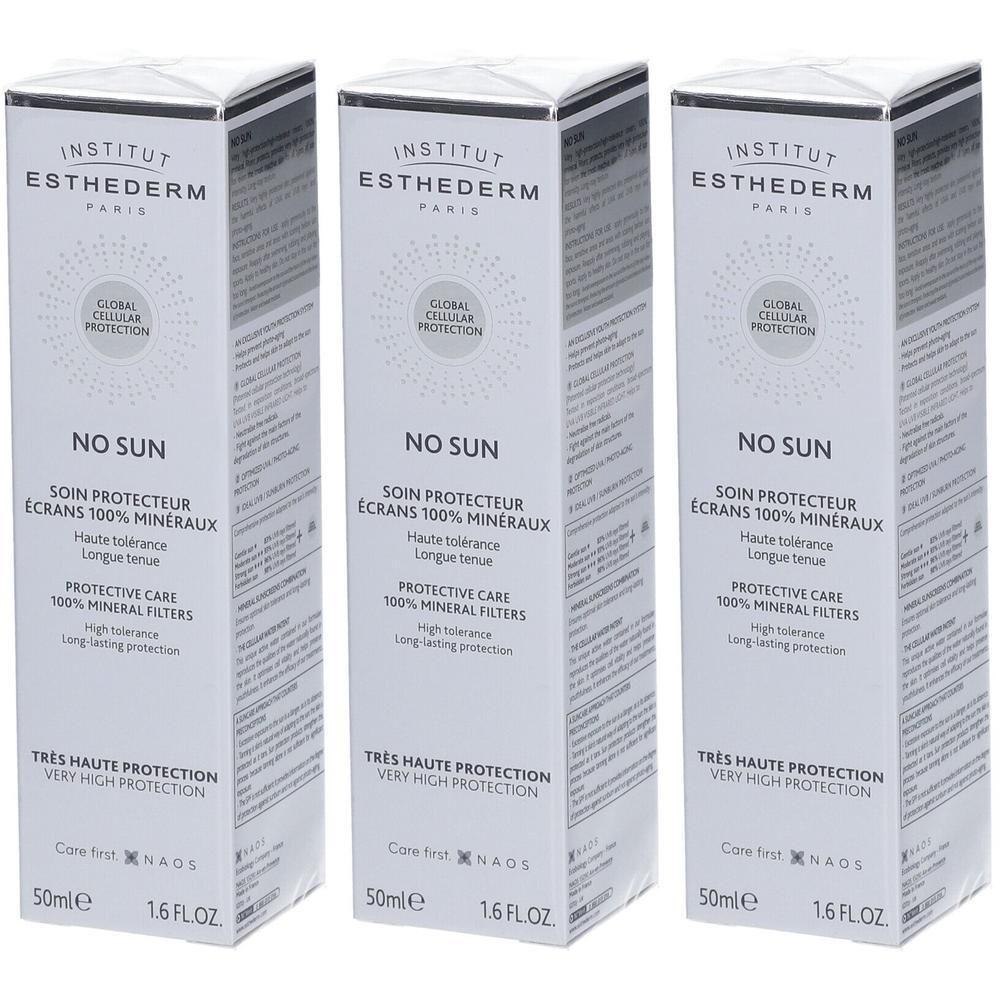 Trois boîtes Institut Esthederm No Sun de 50ml.