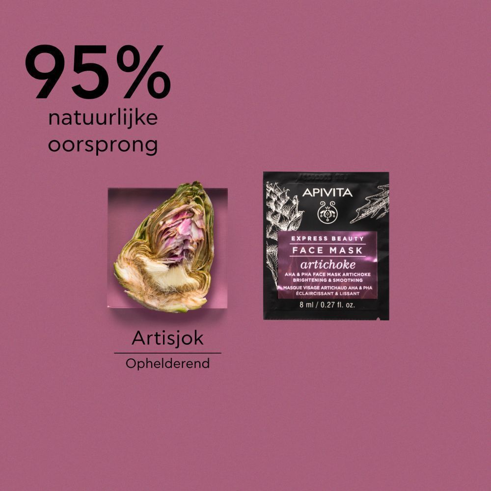 Apivita Express Beauty Artisjok Gezichtsmasker, 8ml. 95% van natuurlijke oorsprong.