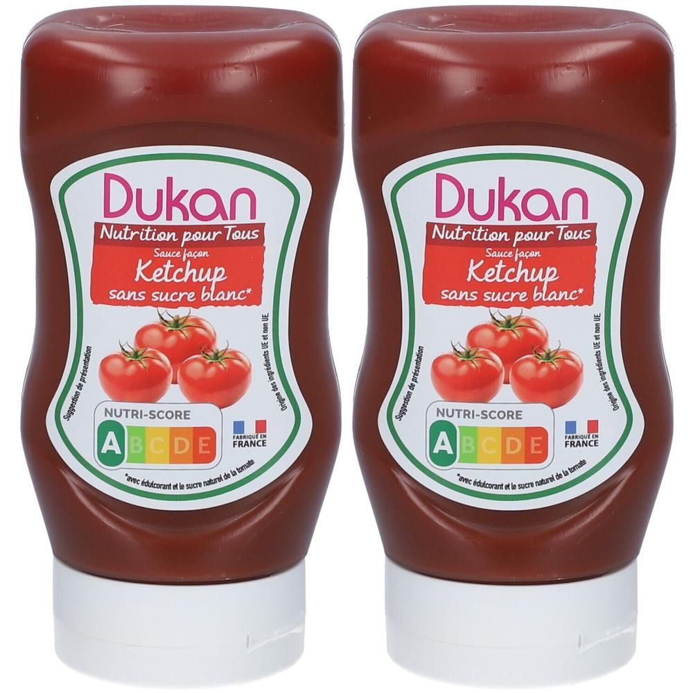 Twee flessen Dukan Ketchup zonder suiker.