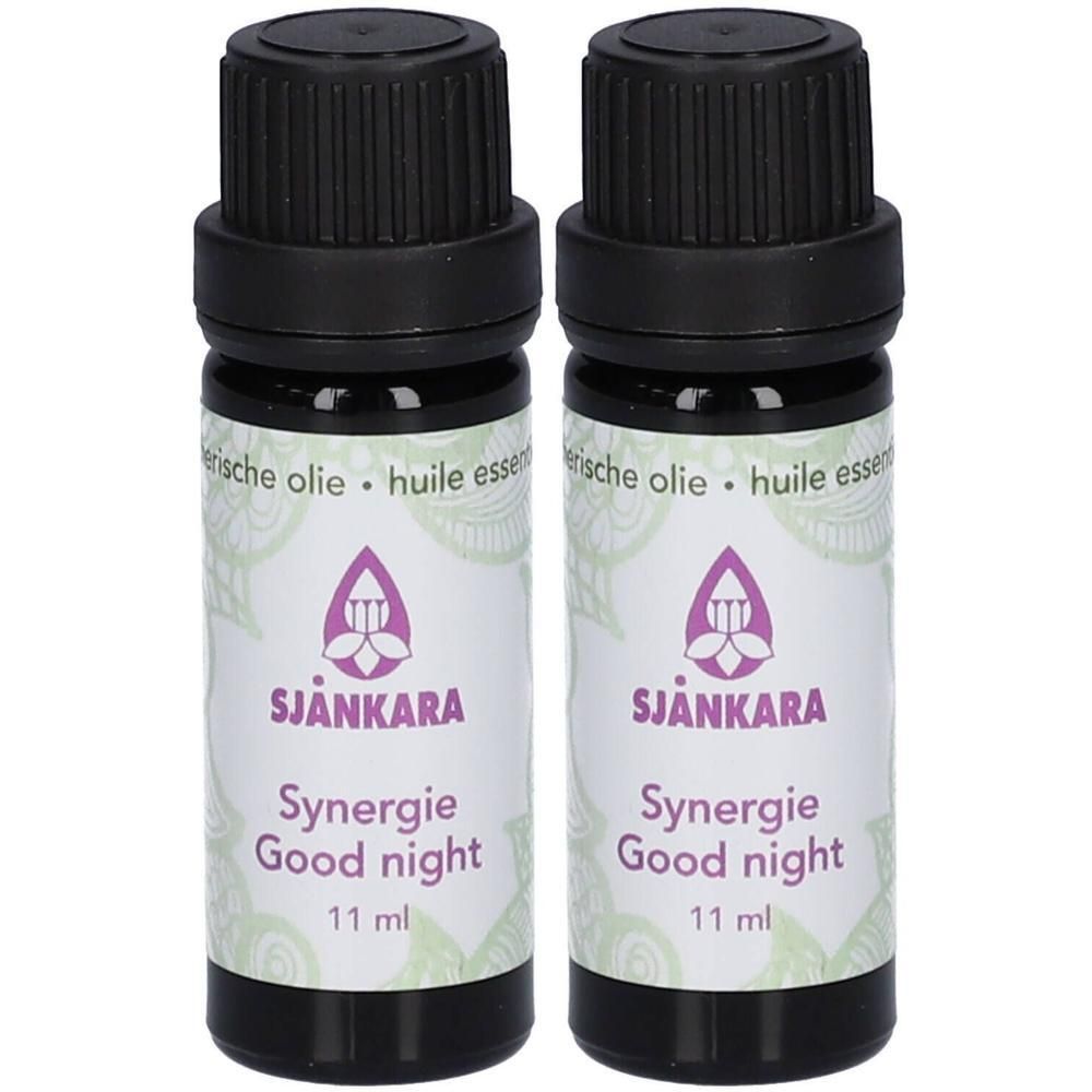 Twee flesjes Sjankara Synergie Good night etherische olie, elk 11 ml.