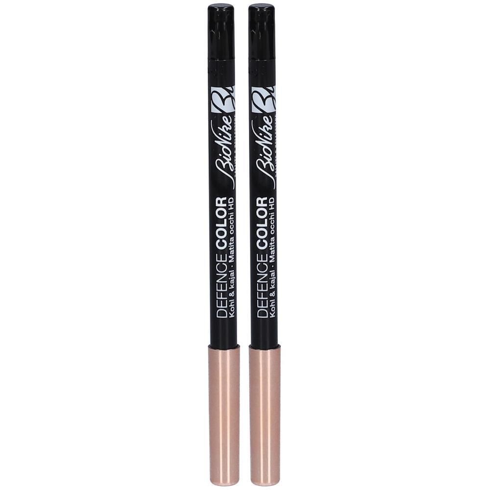 Deux crayons khôl noirs avec embouts dorés et inscription "BioNike Defence Color".