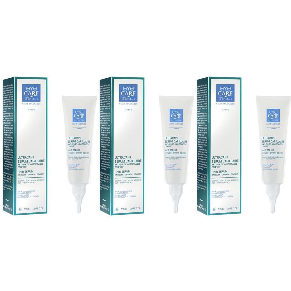 Trois tubes et boîtes de sérum capillaire Eye Care Ultracapil.