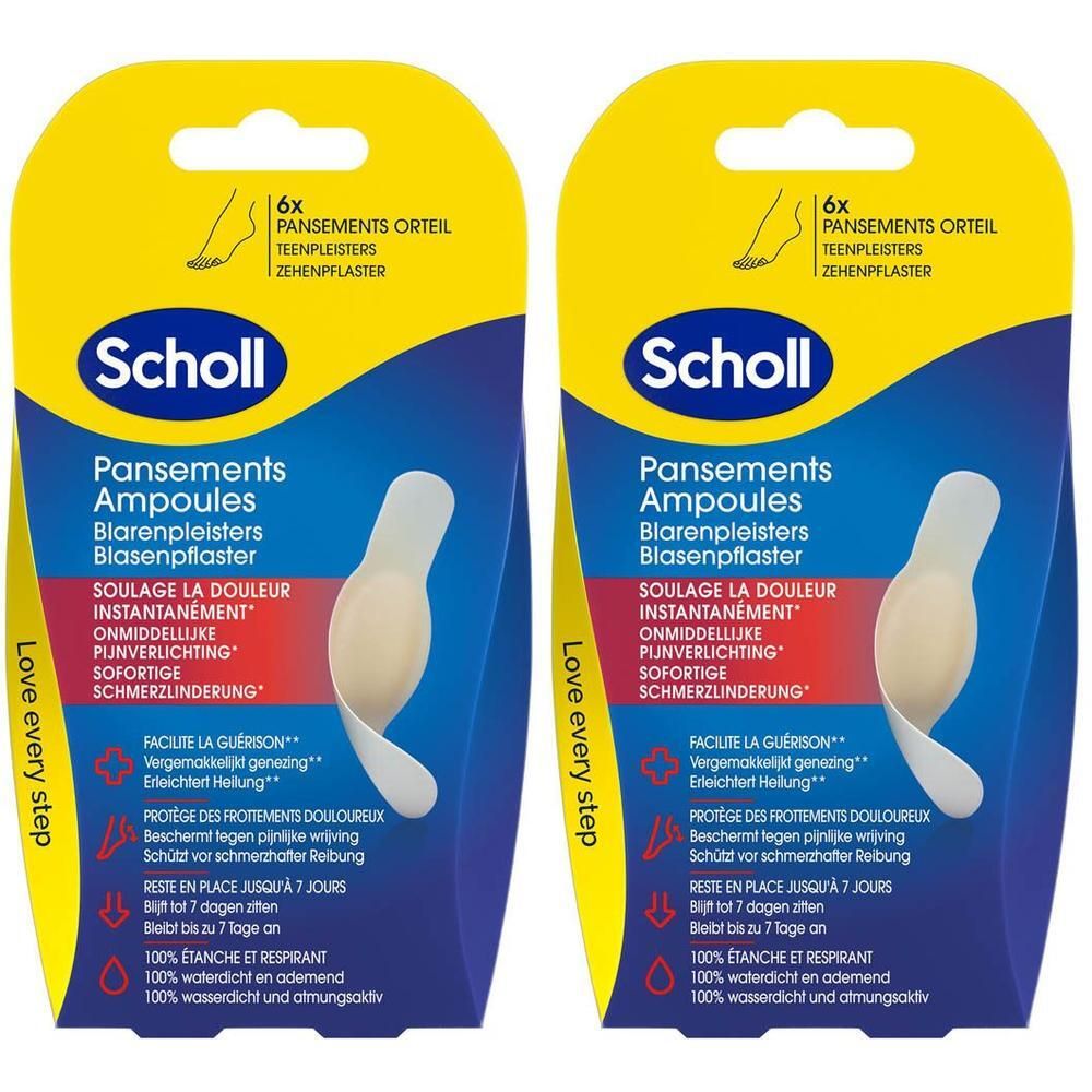 Scholl Pansements ampoules pour orteils, 6 pansements. Imperméables et respirants.