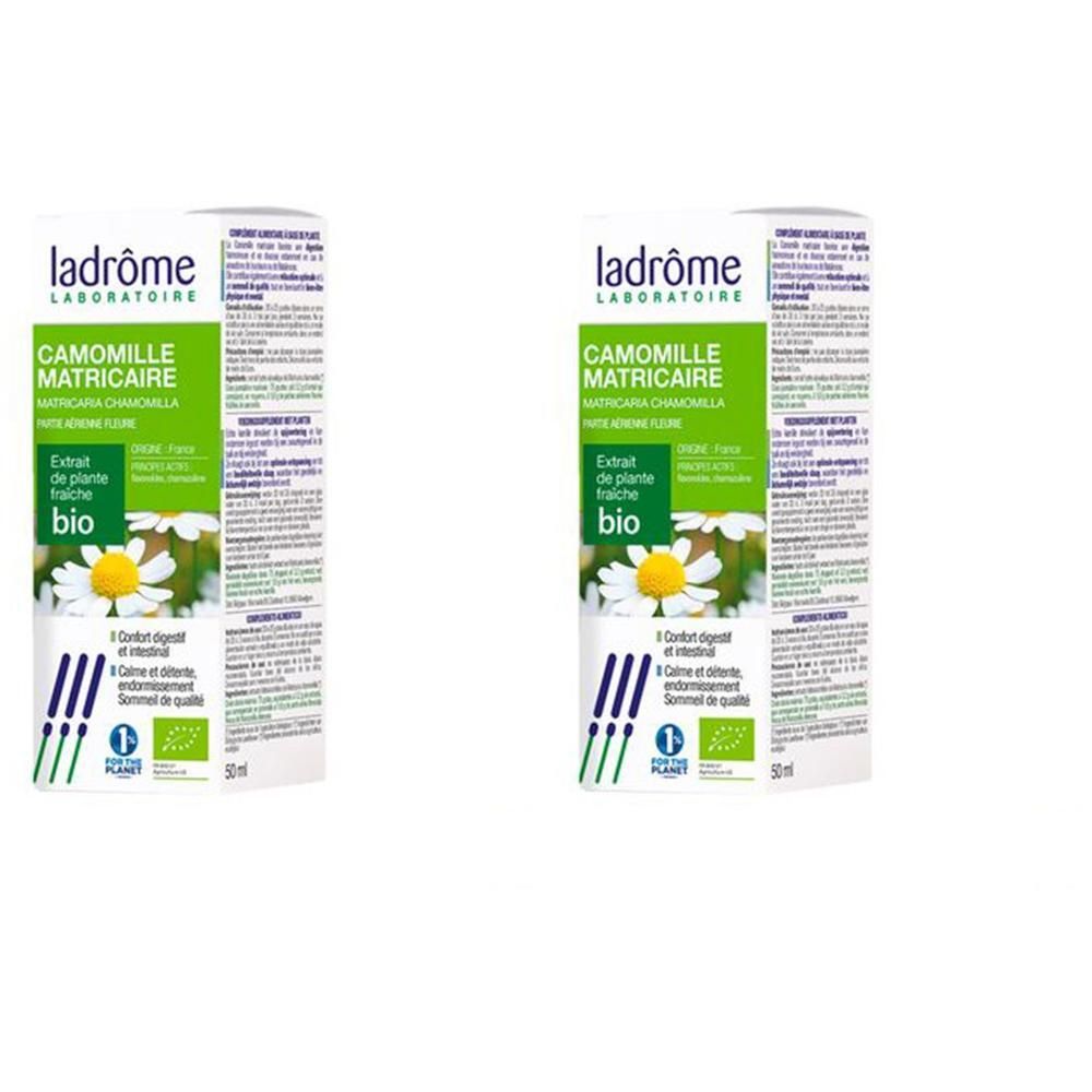 Twee verpakkingen Ladrôme Matricaria Kamille Bio-extract.