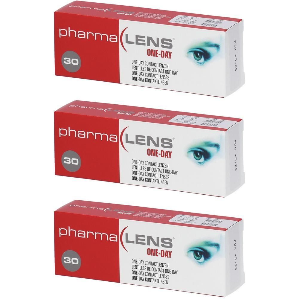 Drie pakken Pharma Lens One-Day contactlenzen, 30 lenzen per pak.