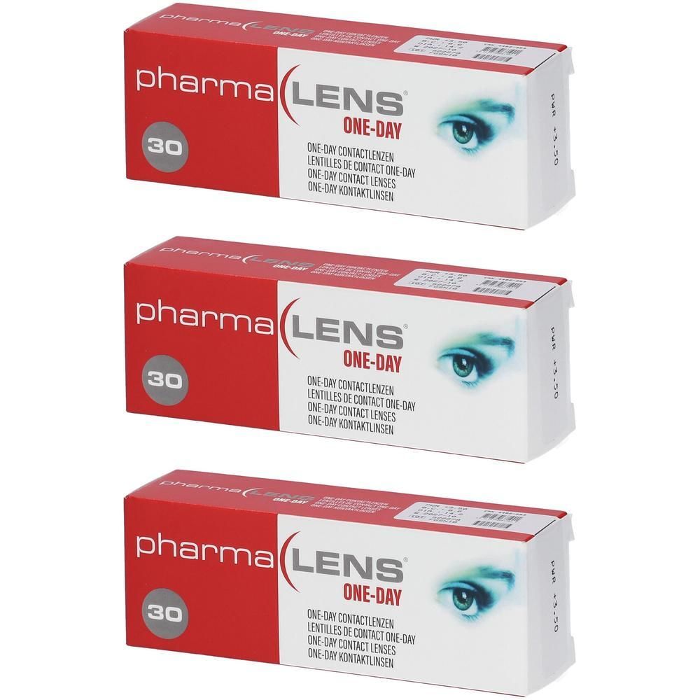 Drie pakken PharmaLens One-Day contactlenzen, 30 lenzen per pak.