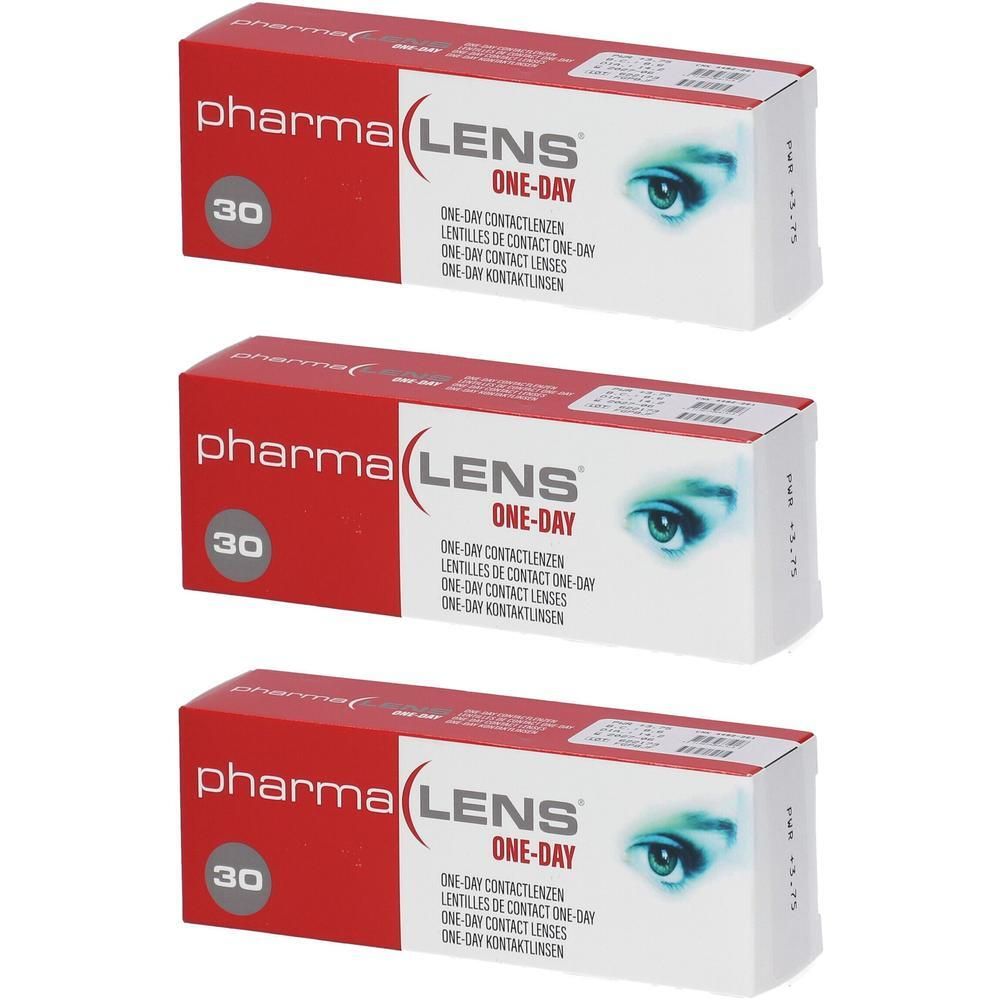 Drie pakken Pharma Lens One-Day contactlenzen, 30 lenzen per pak.