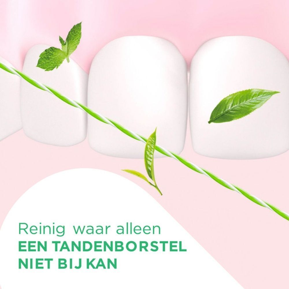 GUM Twisted Floss tussen tanden, "Reinig waar een tandenborstel niet bij kan".
