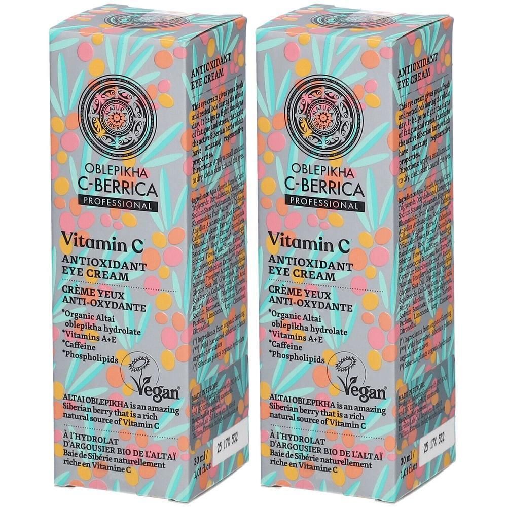 Deux boîtes de crème yeux antioxydante "Oblepikha C-Berrica Vitamin C".