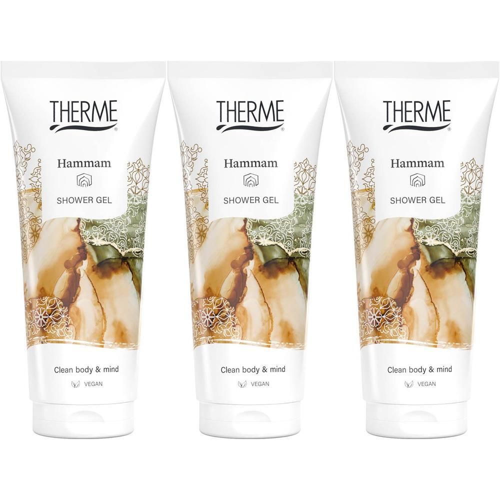 Drie tubes Hammam douchegel van Therme.