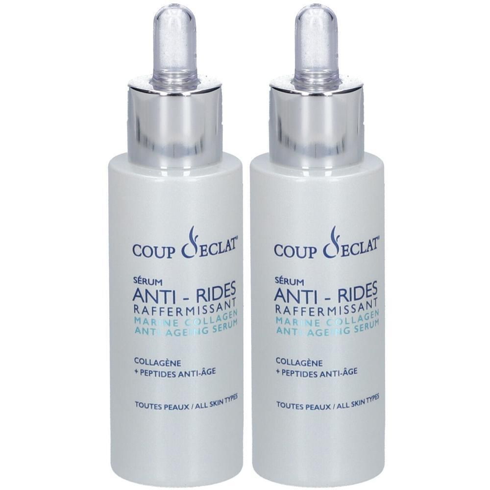 Deux flacons de sérum Coup D'eclat Anti-Rides Raffermissant Marine Collagen.