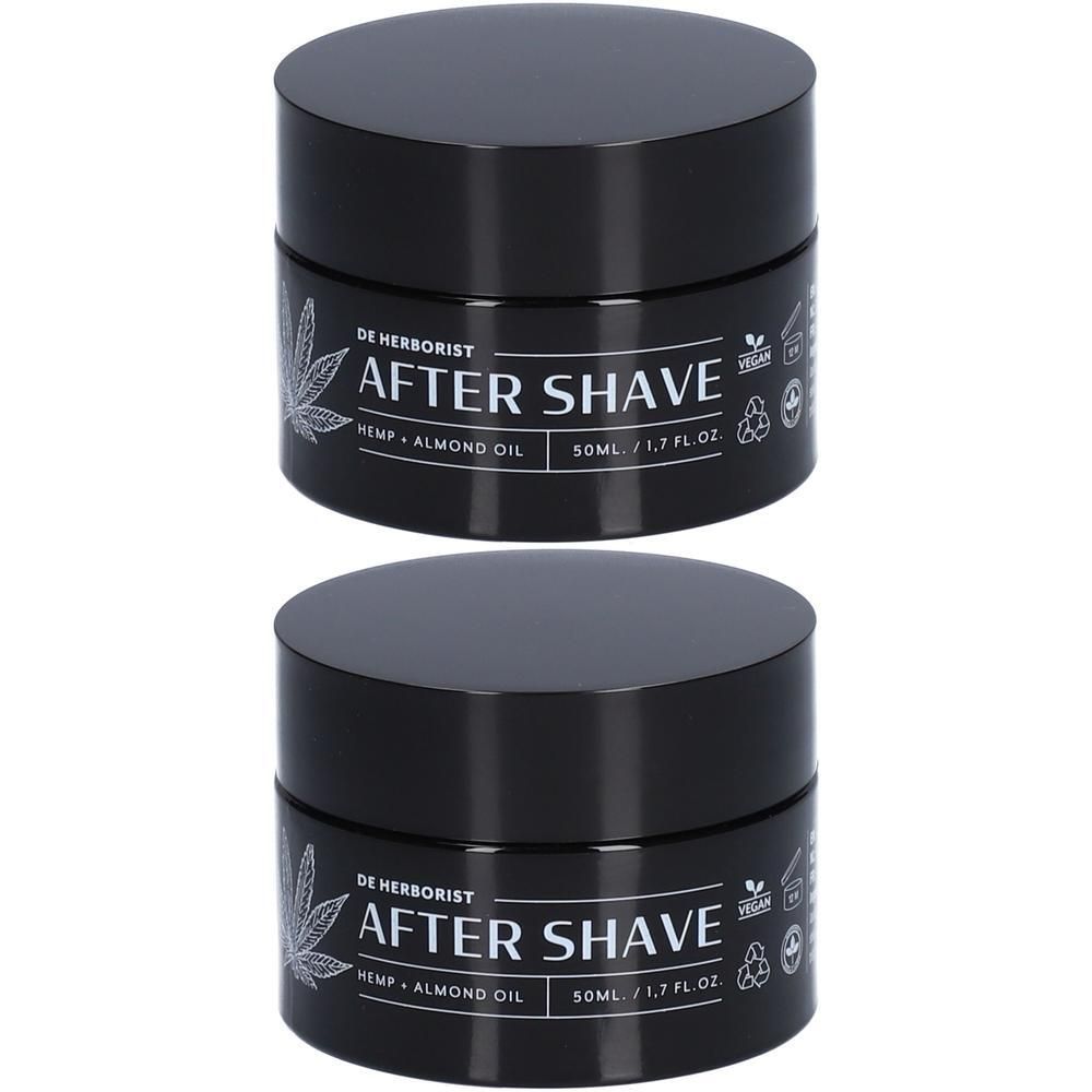 Deux pots noirs de De Herborist Après Rasage, 50ml.