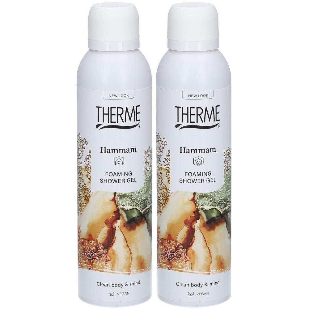 Twee flessen THERME Hammam Schuimende Douchegel.