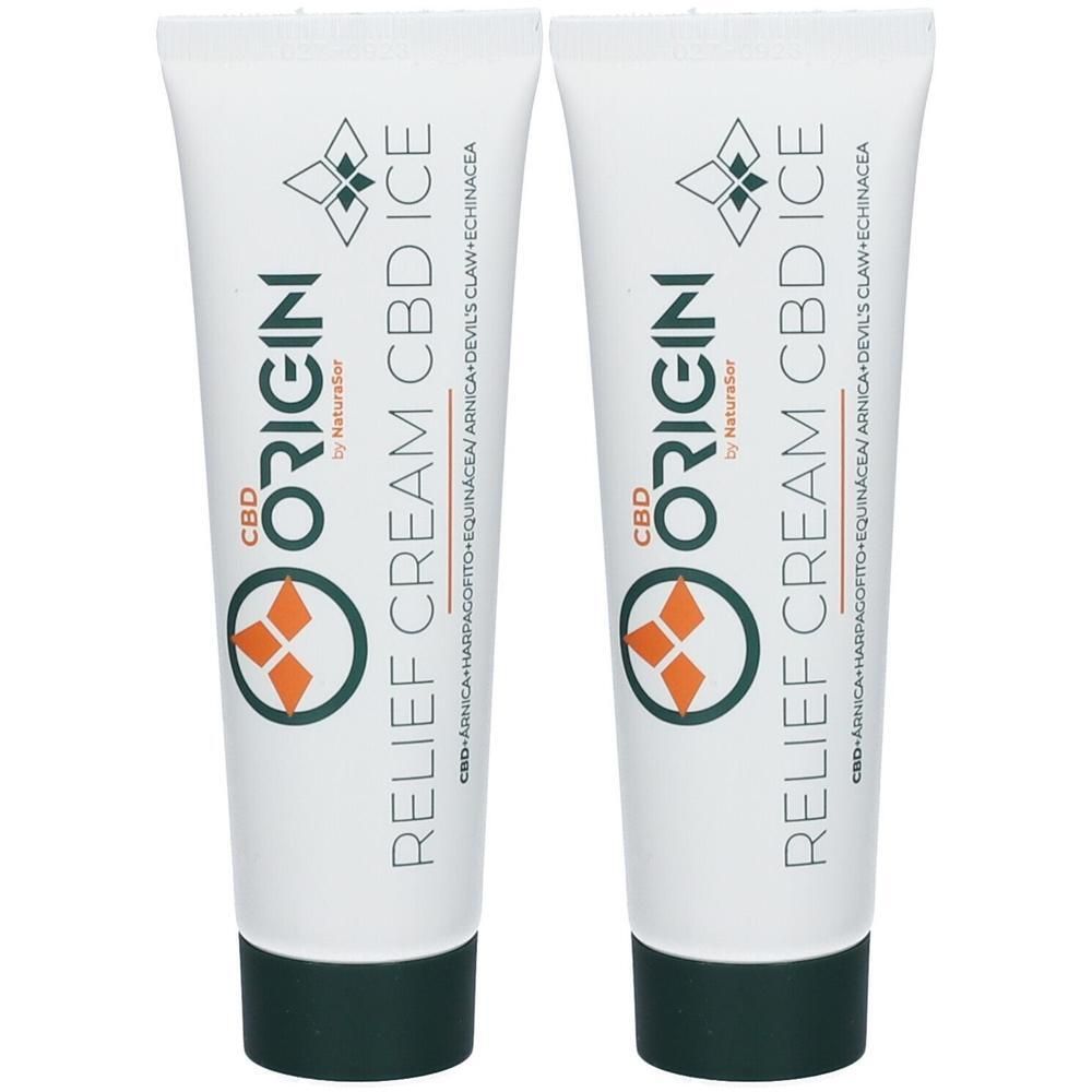 Twee tubes Origin Relief Cream CBD Ice.