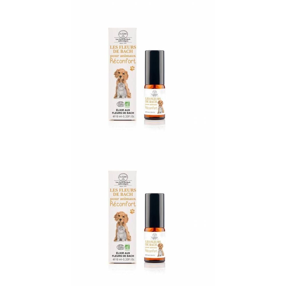 Elixirs & Co Les Fleurs de Bach pour animaux, flacon roll-on et boîte. Image de chien sur l'étiquette.