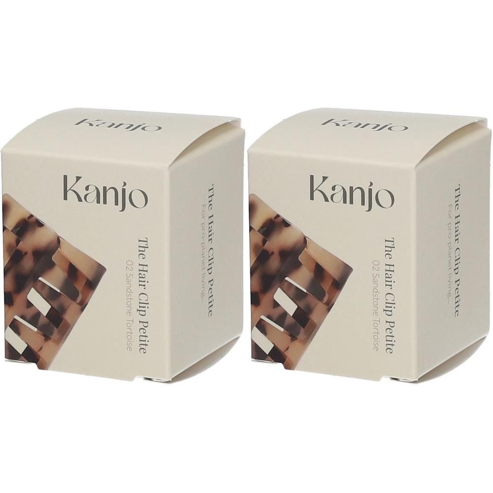Twee Kanjo Haarclips Petite 02 Sandstone Tortoise in doos.