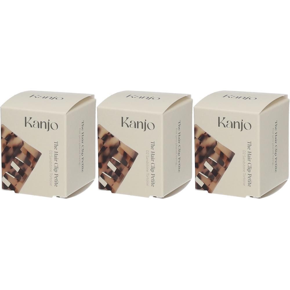 Trois boîtes de pinces à cheveux Kanjo, modèle Petite, couleur Sandstone Tortoise.