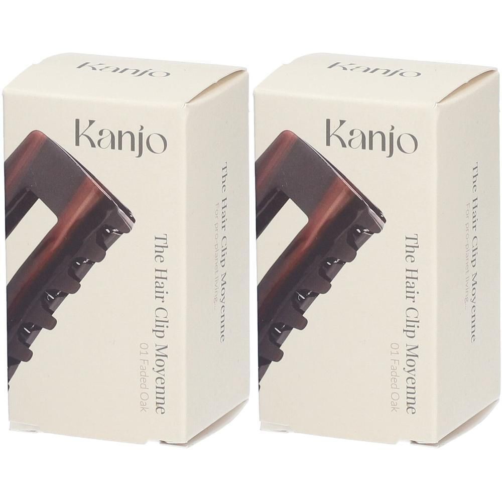 Twee Kanjo haarclips "The Hair Clip Moyenne" 01 Faded Oak in verpakking.