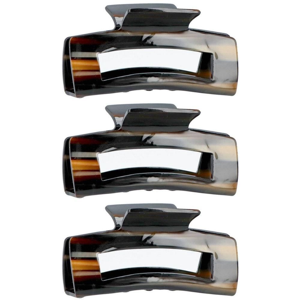 Trois barrettes à cheveux style Faded Oak, design rectangulaire avec une ouverture centrale.