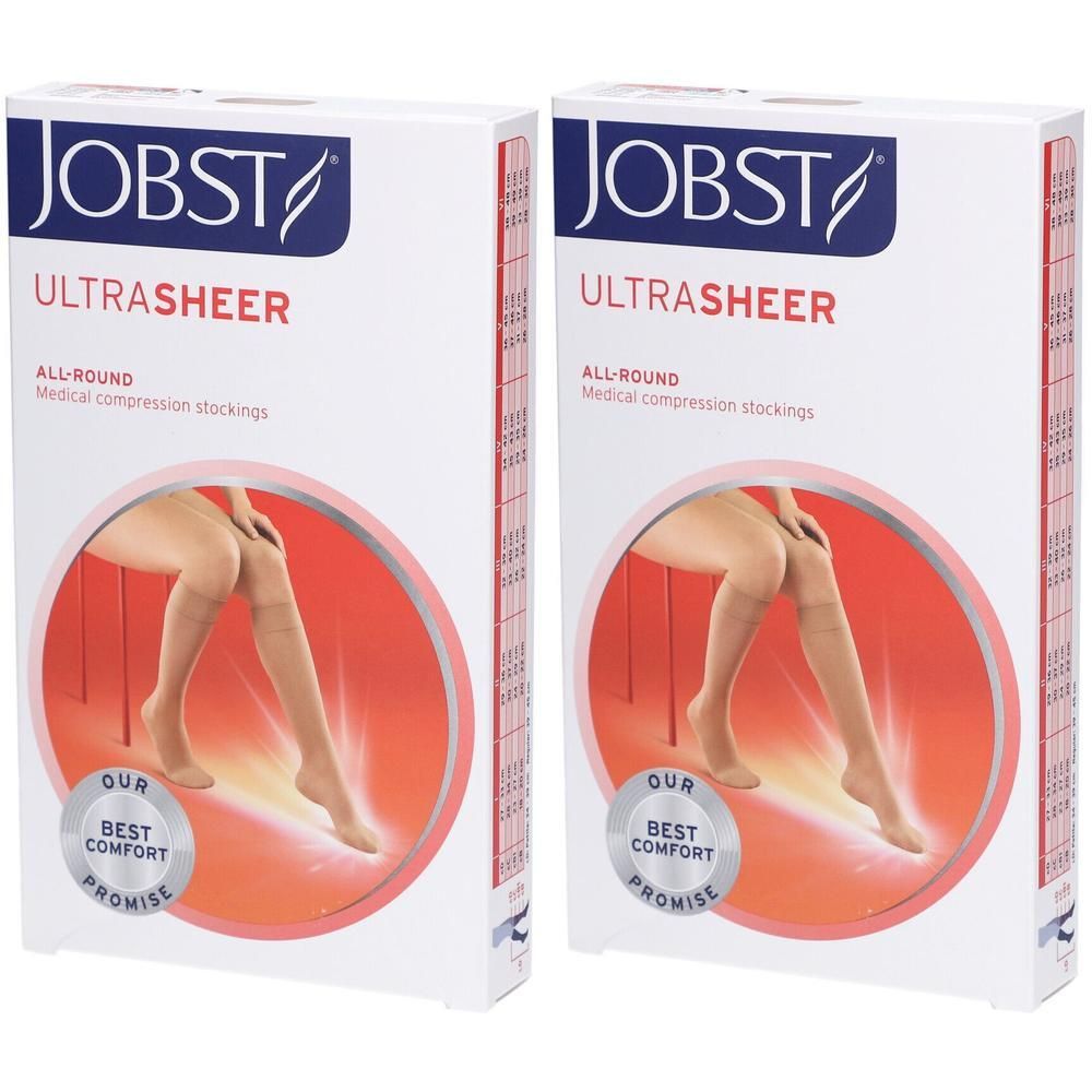 Bas de contention JOBST Ultrasheer, médicaux, polyvalents, couleur chair.