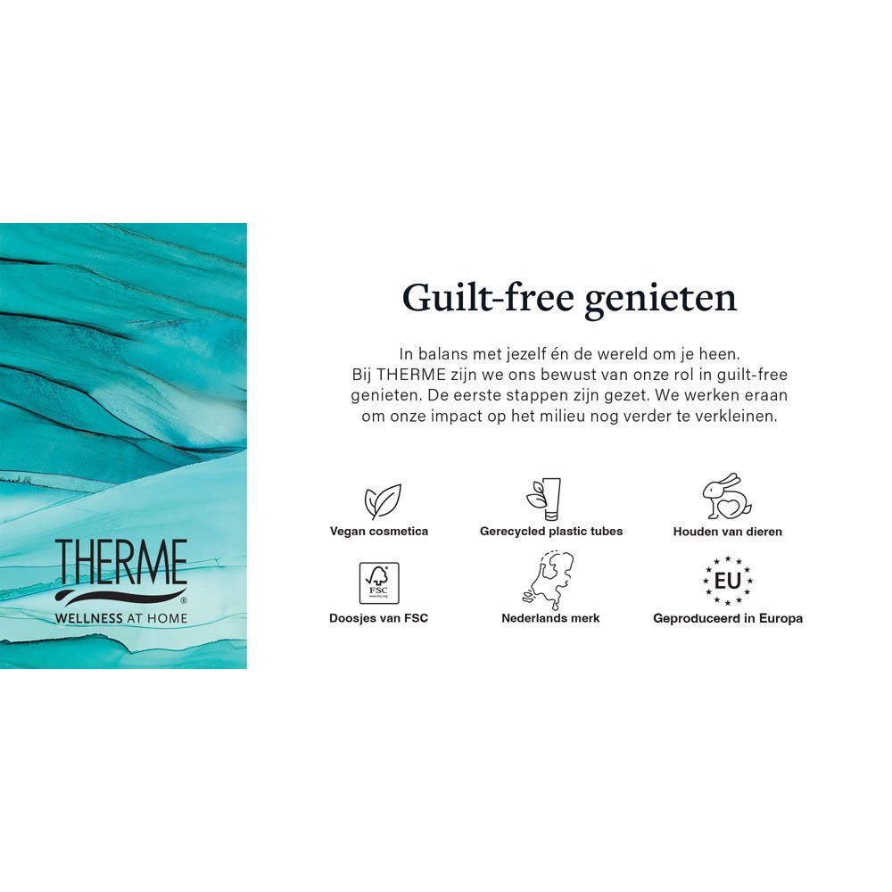 Iconen voor vegan cosmetica, gerecyclede tubes en dierenwelzijn bij THERME.