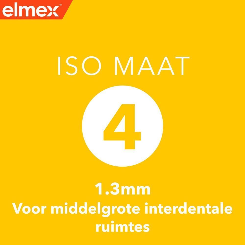 Elmex: Maat 4 (1,3 mm) voor middelgrote interdentale ruimtes.