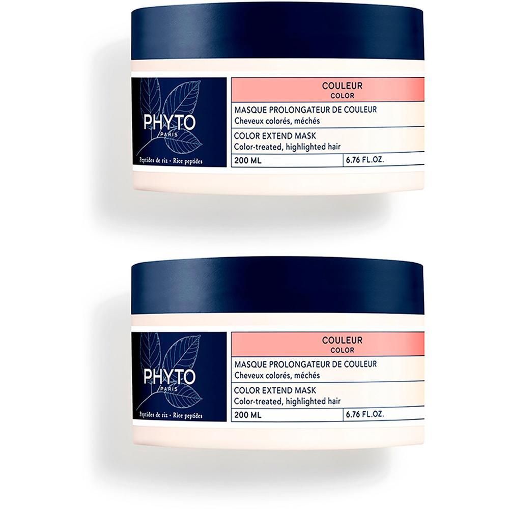 Deux pots Phyto Masque Prolongateur de Couleur de 200 ml pour cheveux colorés et méchés.