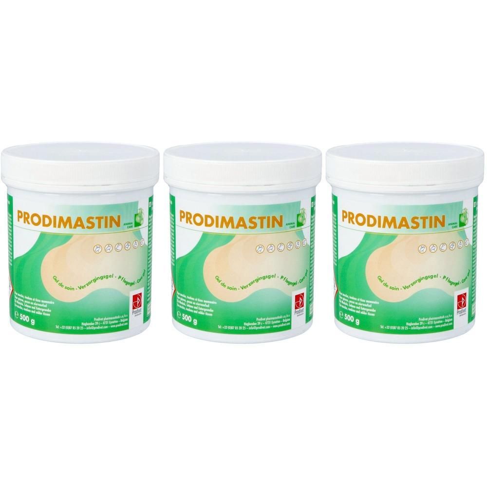 Drie potten Prodimastin Gel de Soin, elk 500g.