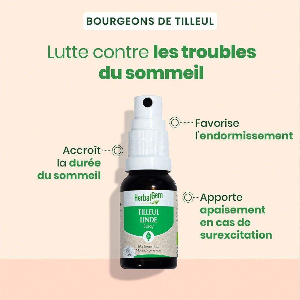 HerbalGem Tilleul Bio Spray: Favorise l'endormissement et la durée du sommeil.