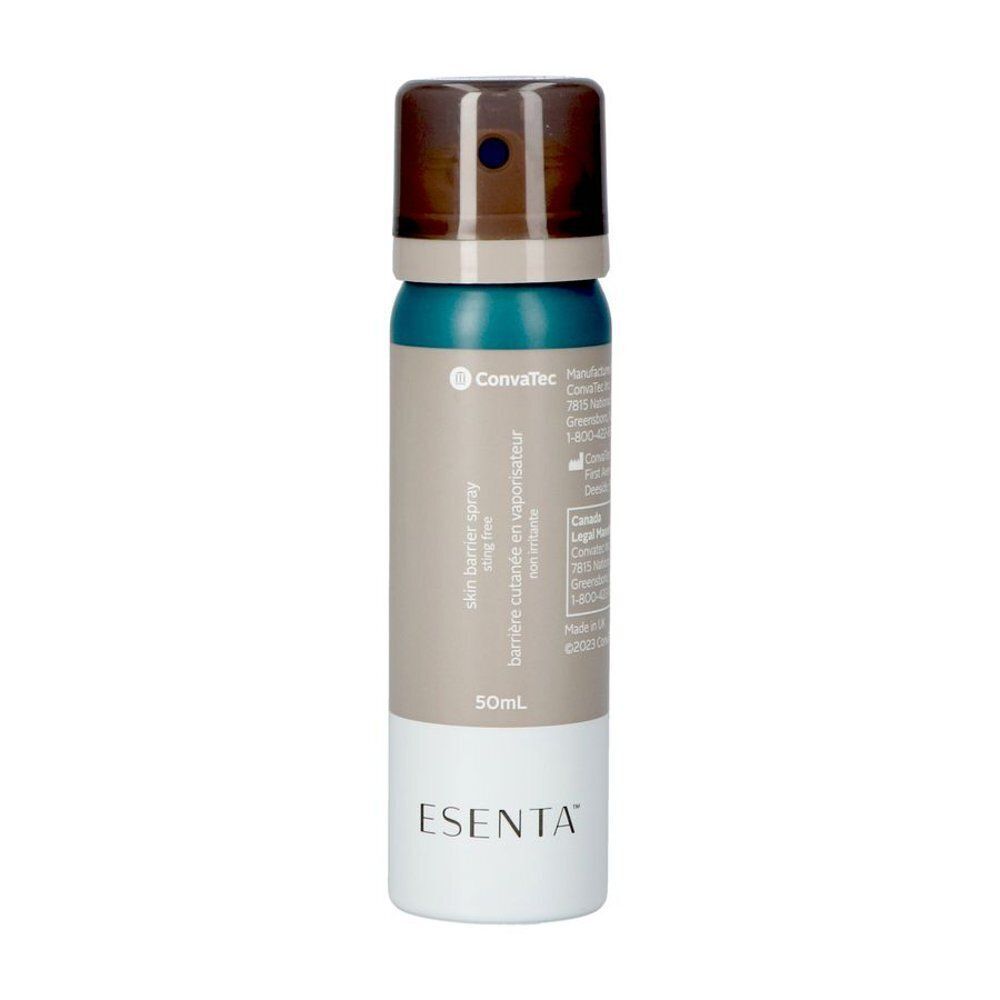 Eén ConvaTec Esenta huidbarrière sprayfles (50ml) met bruine spuitdop.