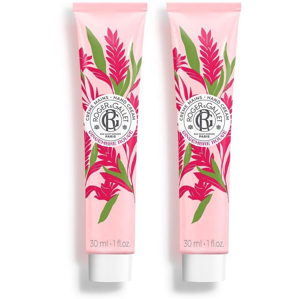 Twee tubes handcrème met gembermotief.