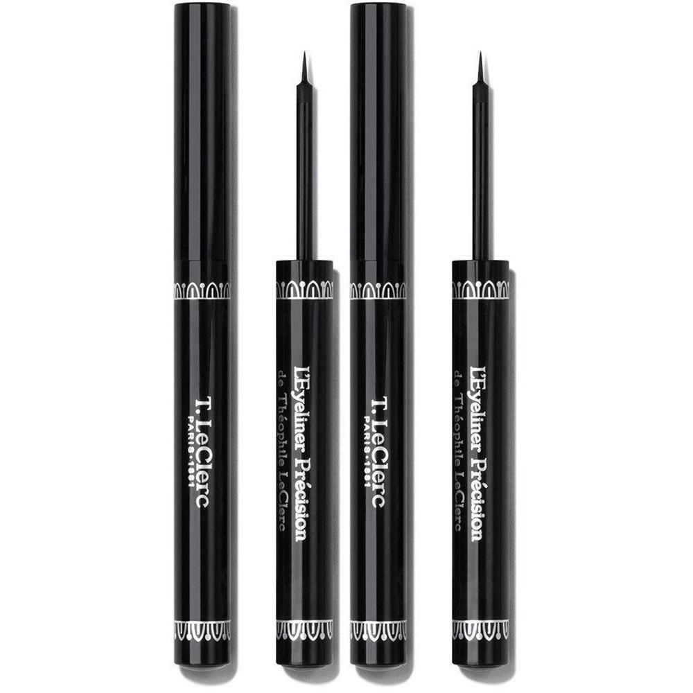 Twee zwarte eyeliners met applicators en twee beschermkapjes.