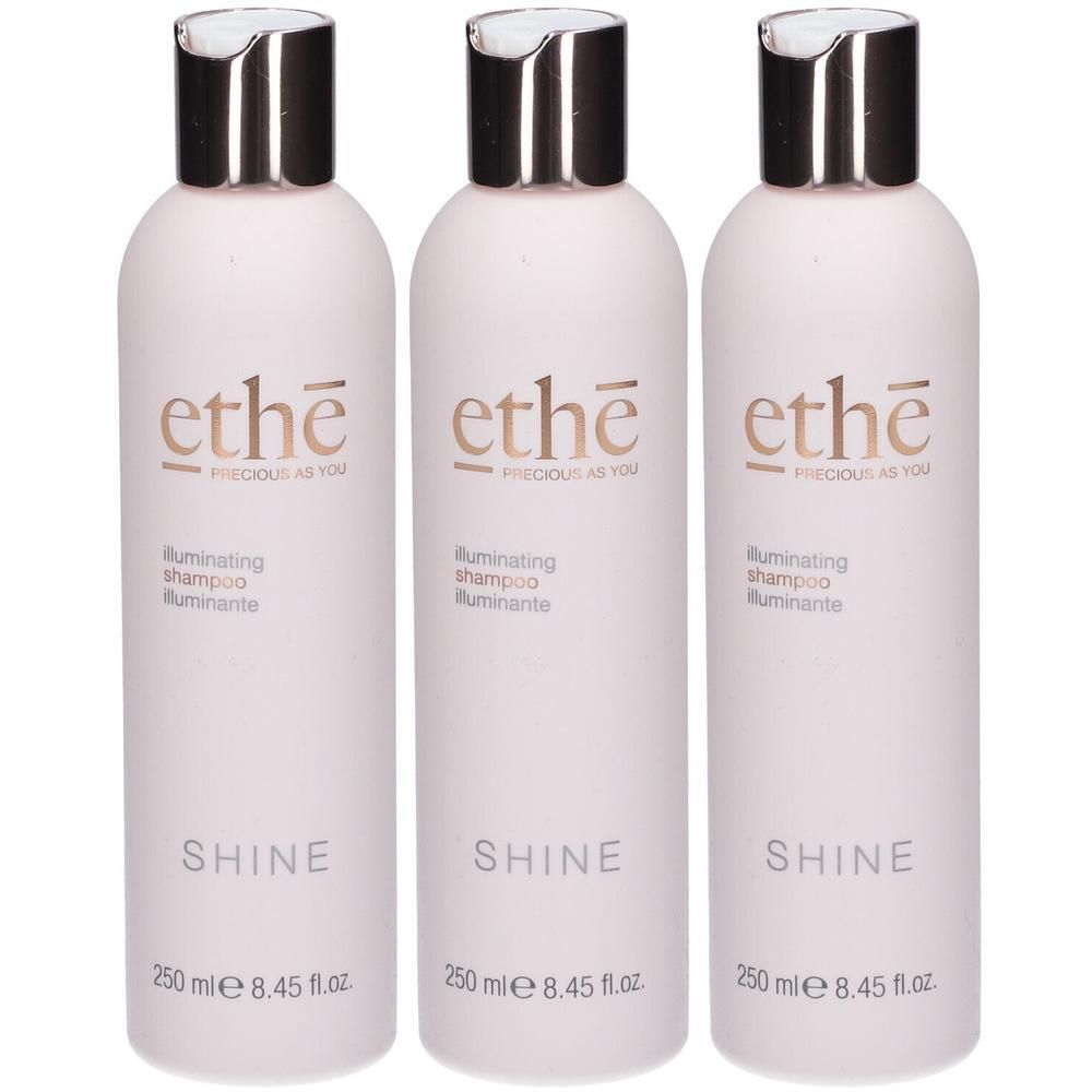 Drie flessen Ethè Shine Shampoo, 250 ml.