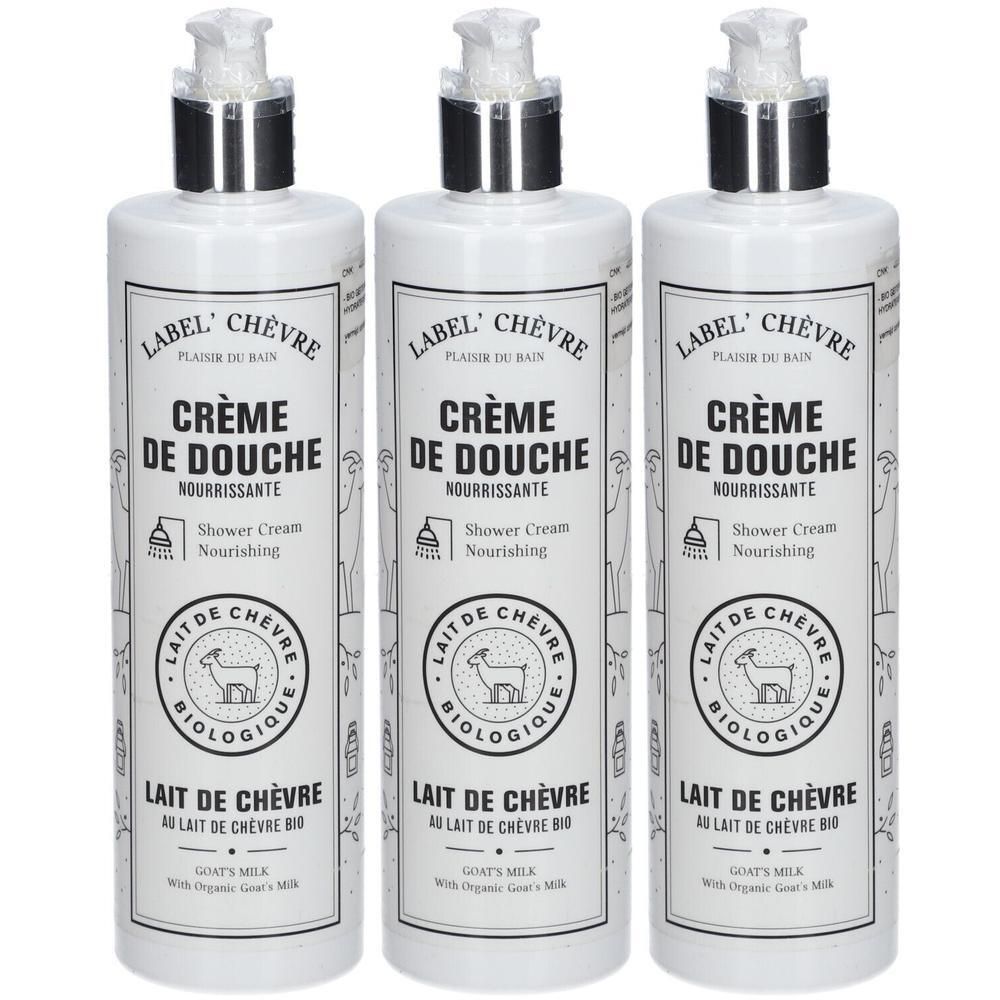 Drie flessen douchecrème met geitenmelk, Nourrissante.