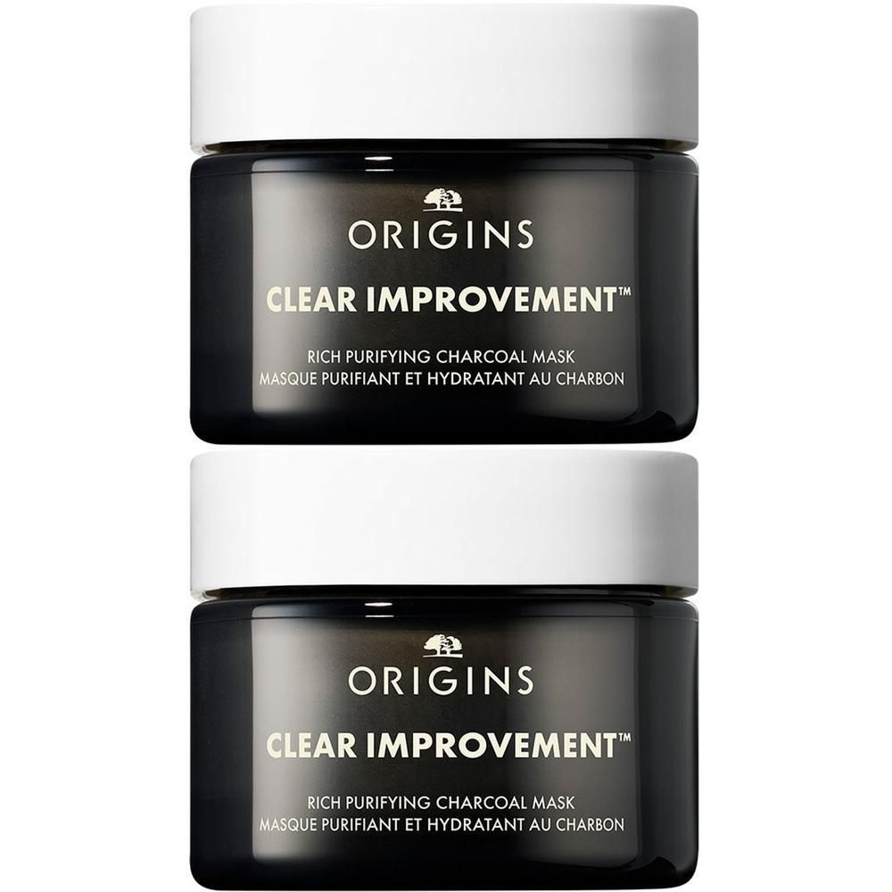 Deux pots de masque Origins Clear Improvement™ au charbon.