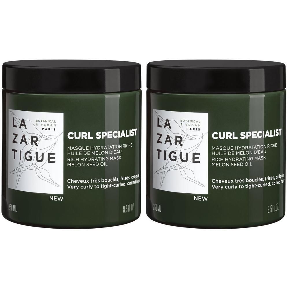 Deux masques Lazartigue Curl Specialist à l'huile de melon pour cheveux bouclés.