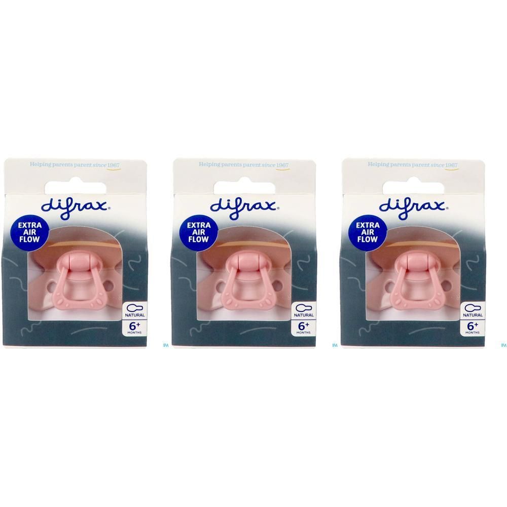 DIFRAX fopspeen, Roze, 6+ maanden, Extra luchtstroom.