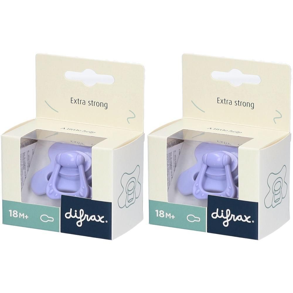Deux sucettes Difrax lilas, 18M+.