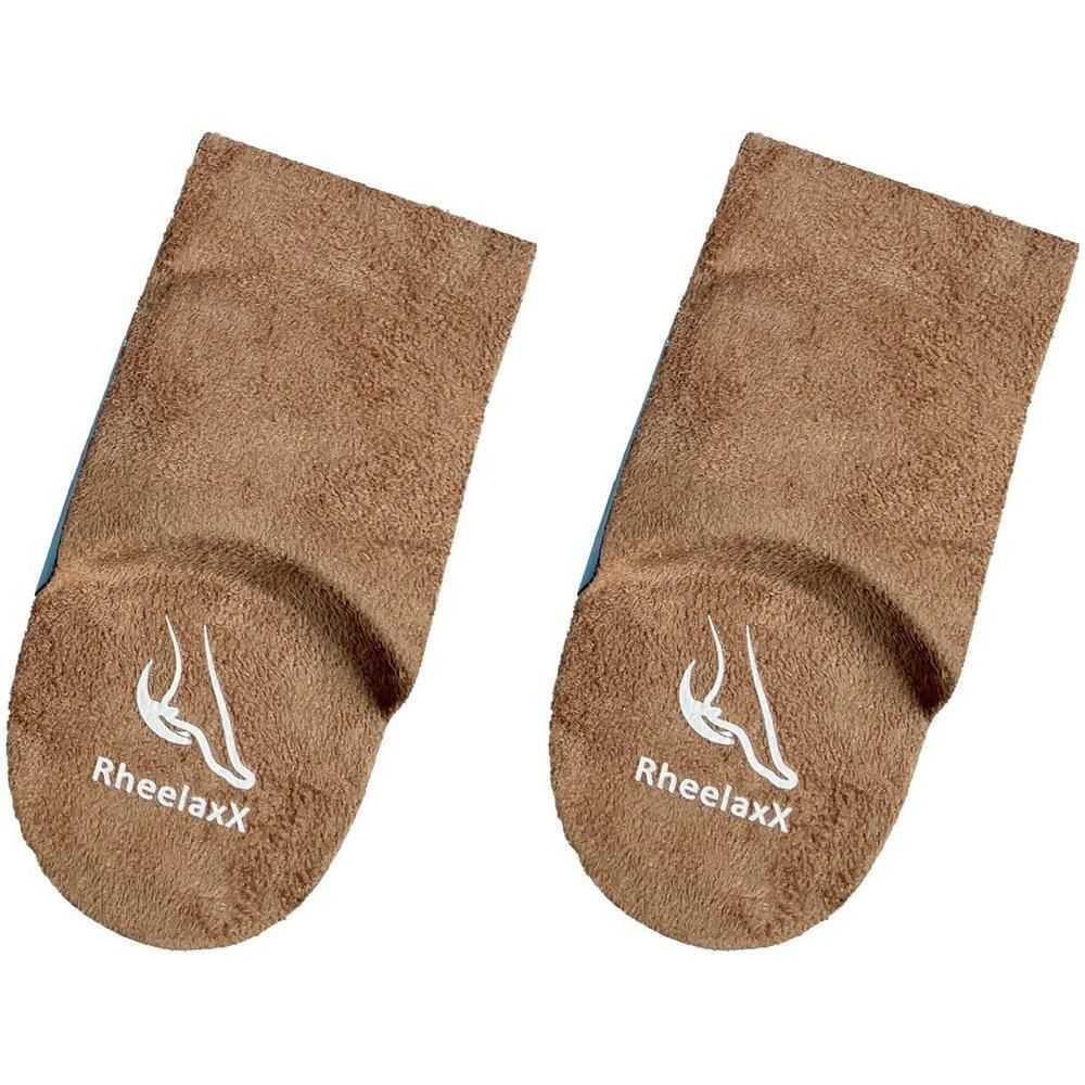 Deux talonnettes marron avec logo Rheelaxx.