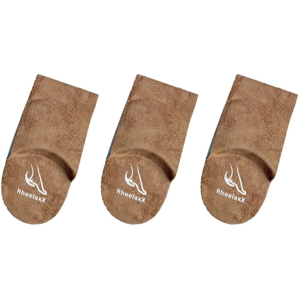 Trois talonnettes marron avec logo Rheelaxx.