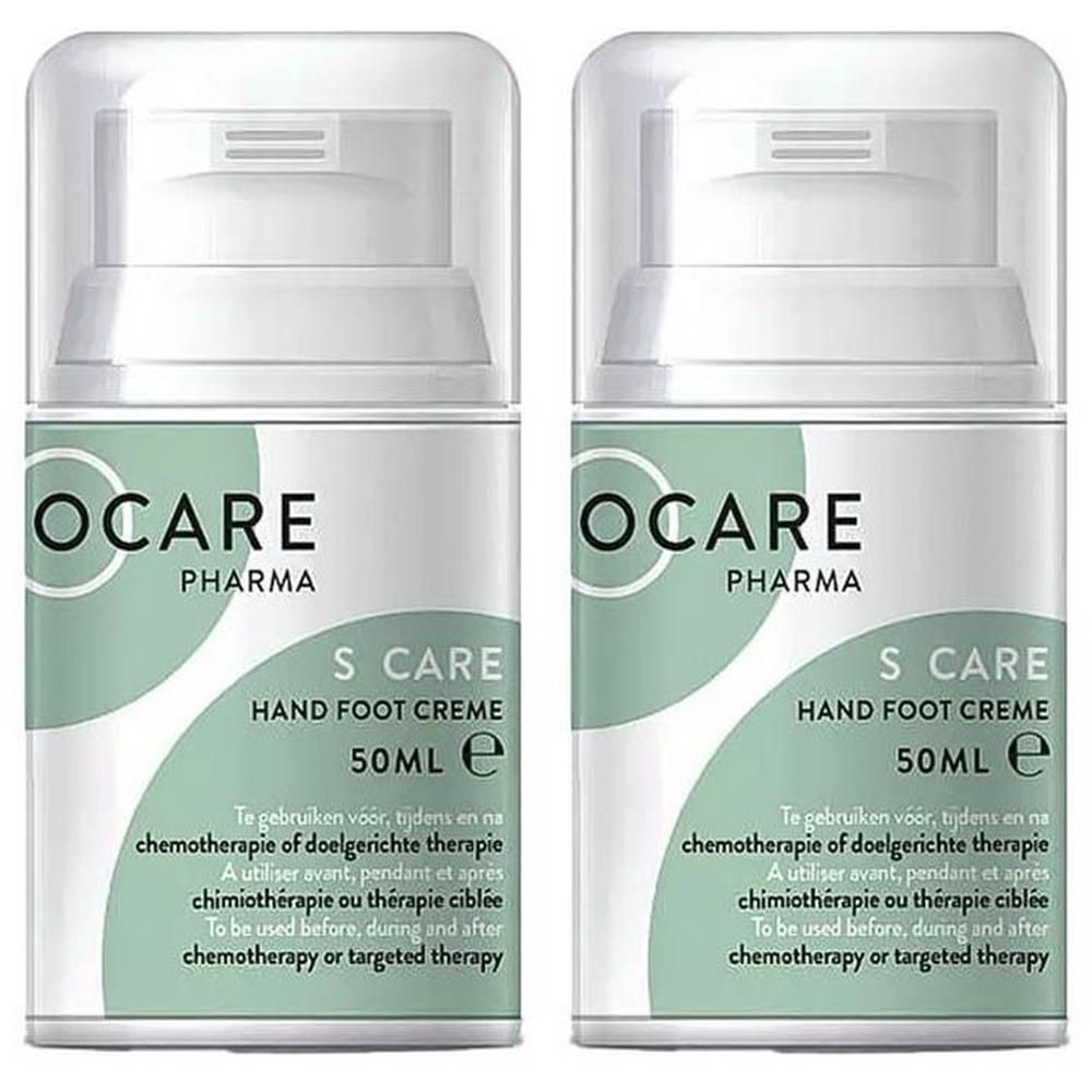 Twee Ocare S Care Hand & Voet crème flacons met pomp, 50ml.