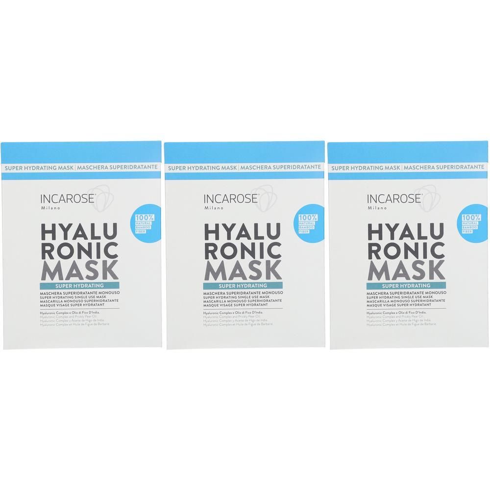 Trois paquets de masque Incarose Hyaluronic Super Hydrating.