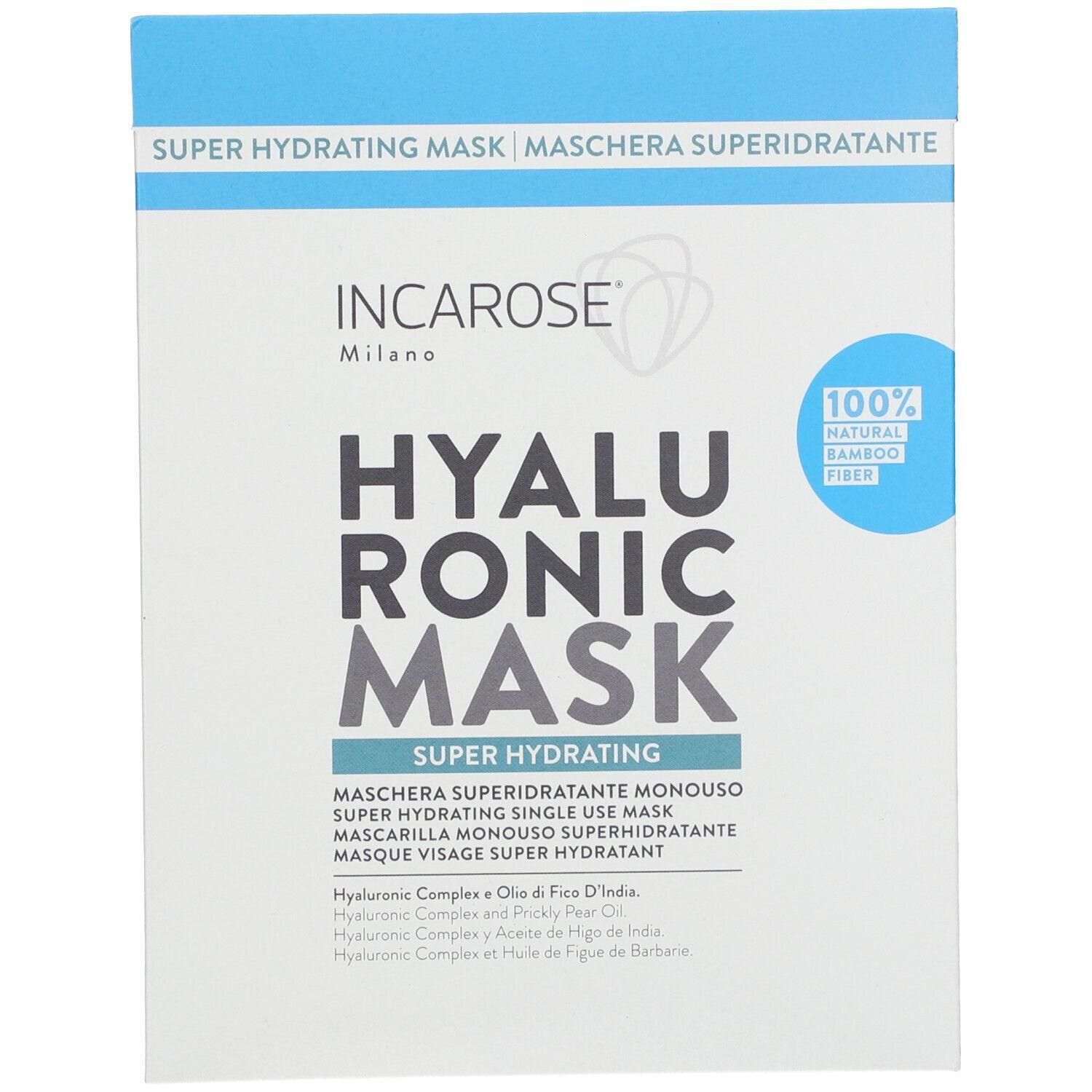 Masque Hyaluronique Incarose, Super Hydratant, fibre de bambou 100% naturelle.
