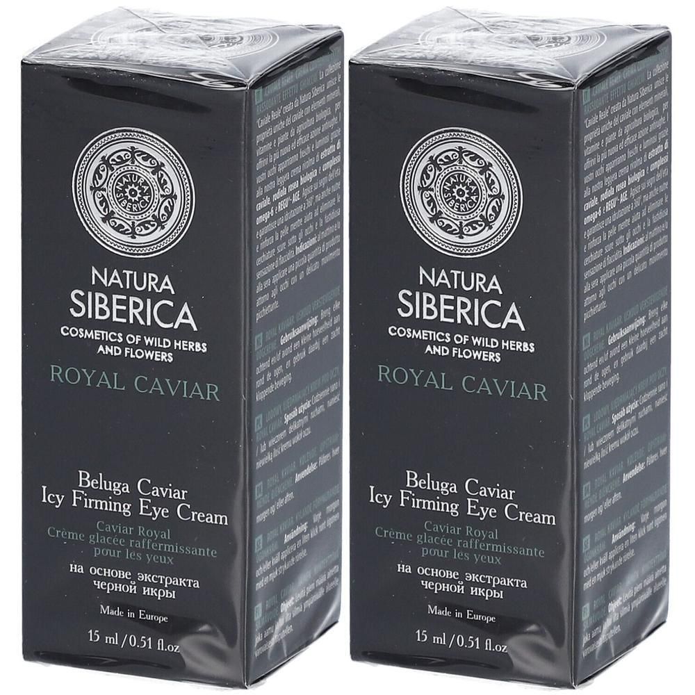 Deux boîtes de Natura Siberica Royal Caviar Icy Firming Eye Cream, 15 ml.
