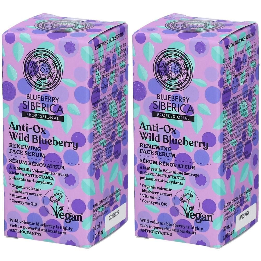 Twee dozen Blueberry Siberica Anti-Ox Wild Blueberry Renewing Face Serum.