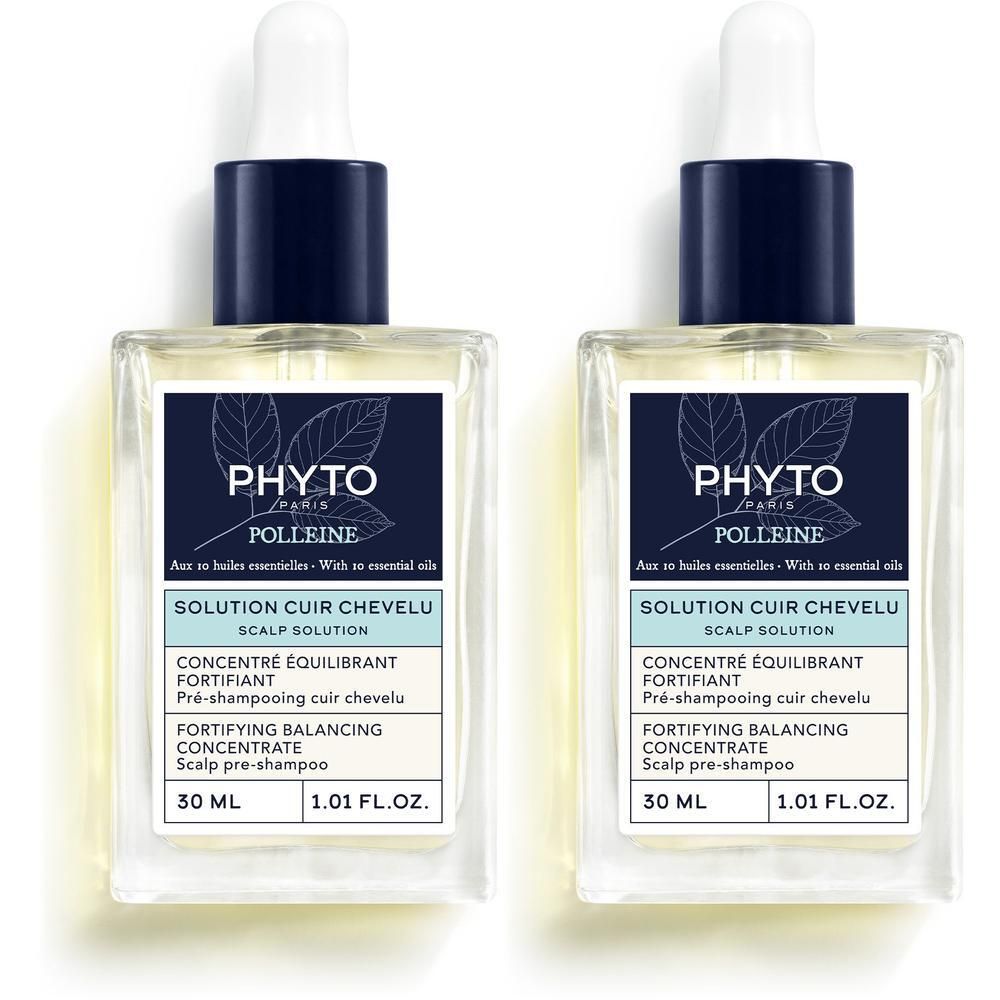 Twee flacons Phyto Polleine Scalp Solution, elk 30 ml.