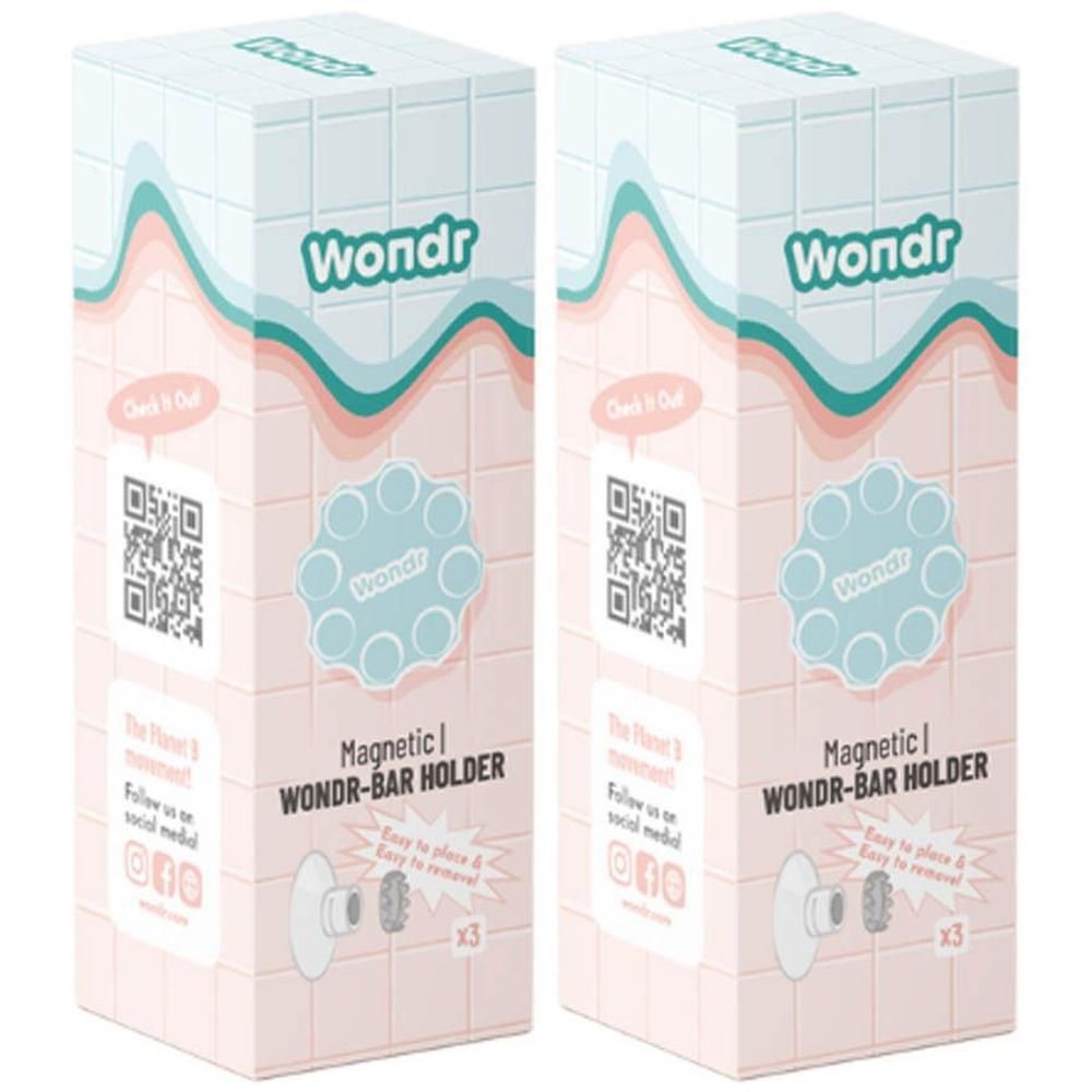 Twee verpakkingen van de Wondr-barhouder met magneet. Bevat drie houders.